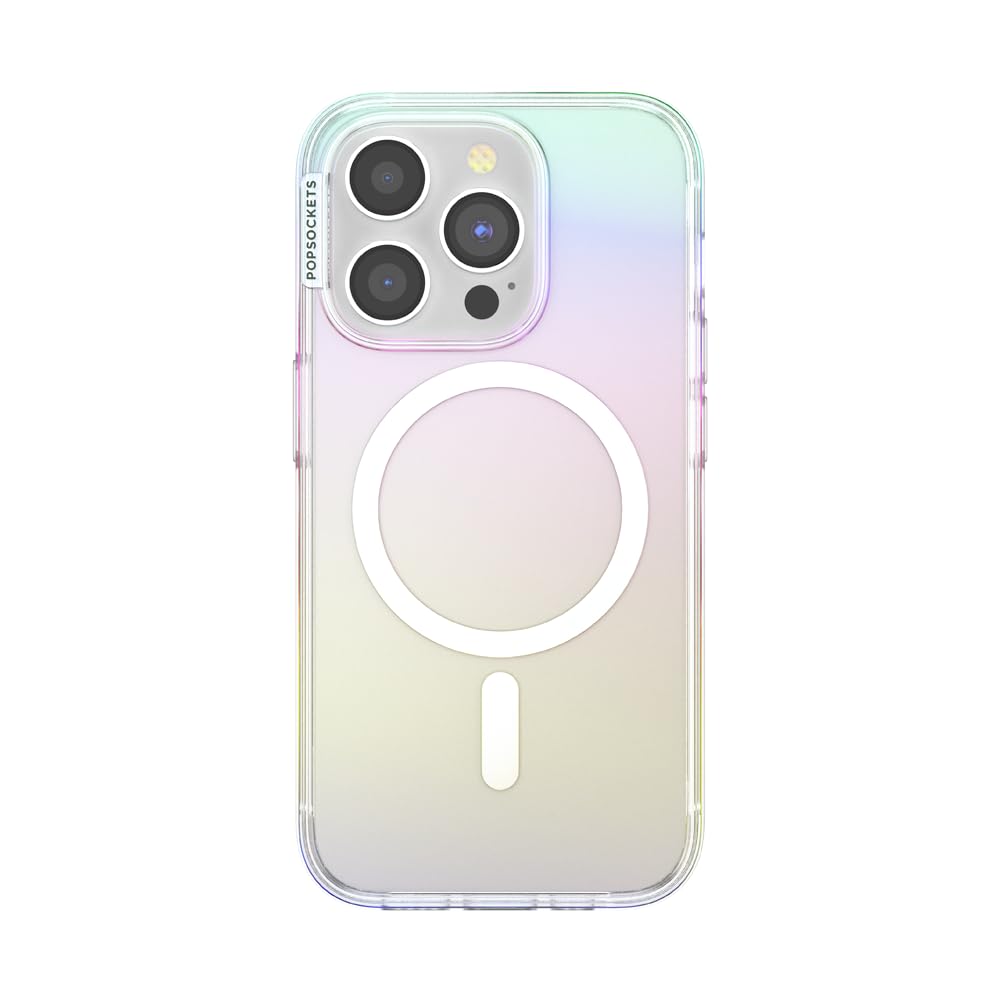 PopSockets iPhone 15 Pro Phone Case with MagSafe, Wireless Charging Compatible, Rainbow - Shimmer