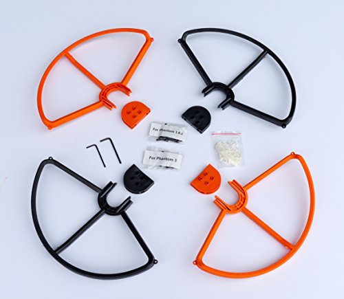 SummitLink Snap On/Off Prop Guards 2X Orange 2X Black for DJI Phantom 1 2 3 Quick Connect Tool Free