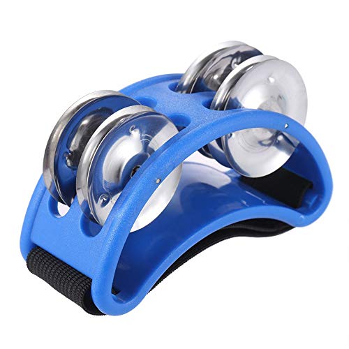 Foot Tambourine For Guitar Percussion Musical Instrument With Metal Jingle Bell For Drum Accessory Instrument (Blue)