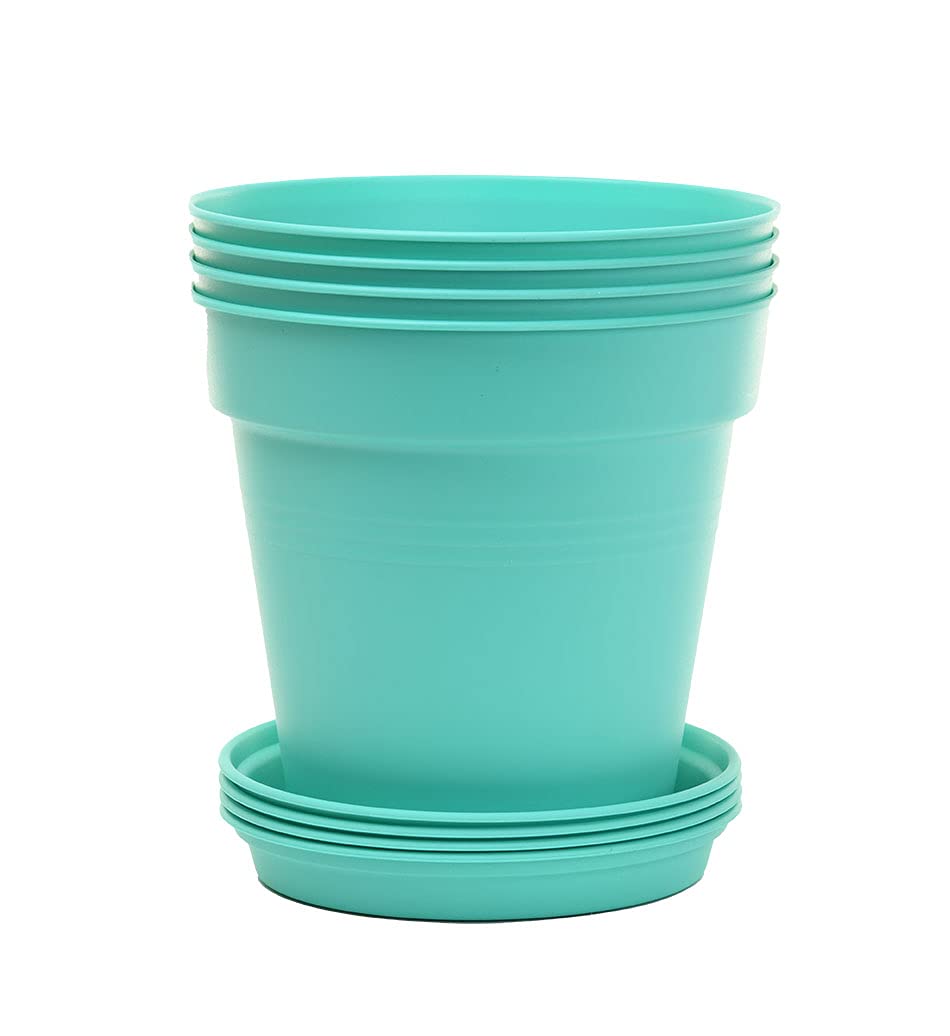Mintra Home Garden Pots 4Pk (Teal, 17Cm Diameter (66In))