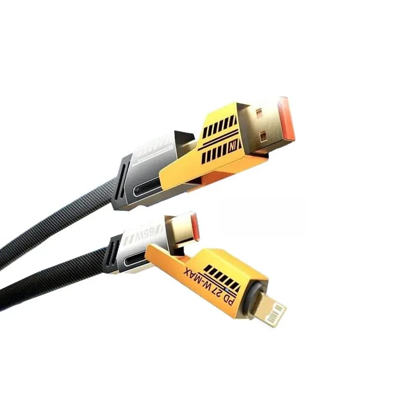 4 In 1 Pd 27W 65W Fast Charging Cable(3.3Ft),Zinc Alloy Charge Cable For Iphone 15 Pro Max/15/14/13/12, Samsung Galaxy S23.