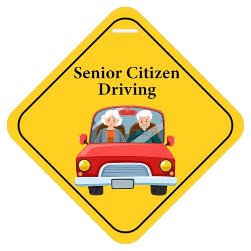 Goelite Car Safety Warning Sign, Senior Citizen On Board Sticker With Suction Cup, Window Display