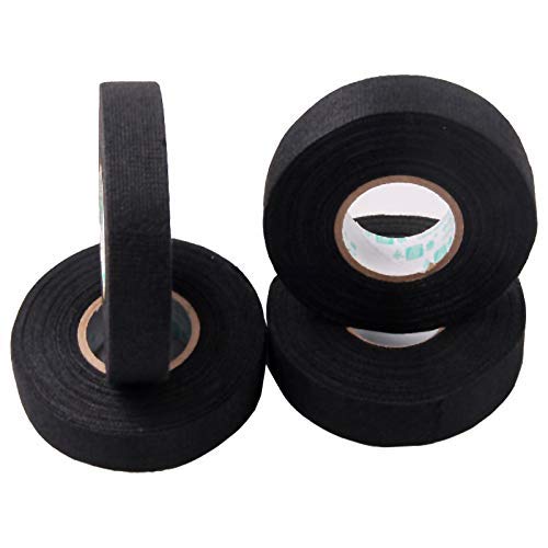 Ergonflow Automotive Wiring Harness Cloth Tape, High Temp Wire Harness Wrapping Tape, Black Adhesive Fabric Tape,Noise Damping H