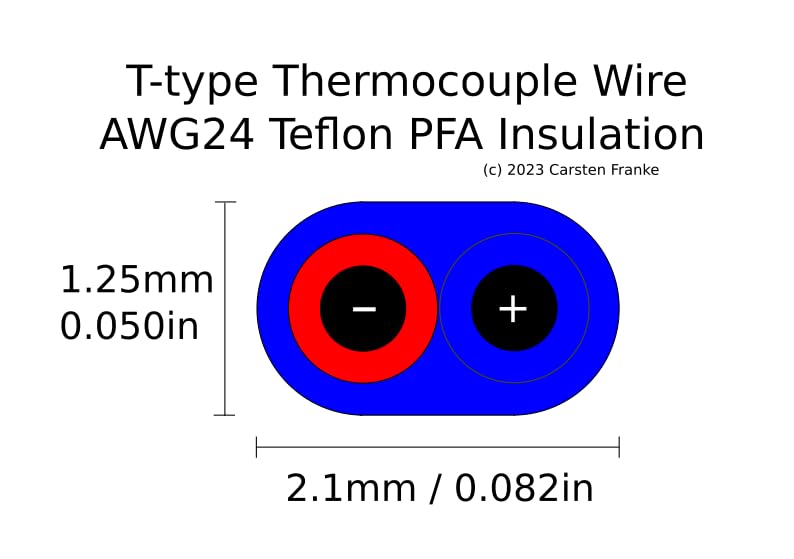T Type Thermocouple Wire Awg 24 Solid Wire W. High Temperature Teflon Pfa Plastic Insulation   10 Yd