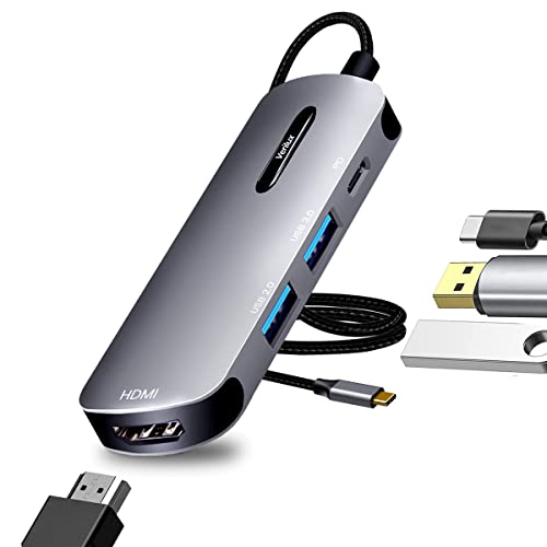 Verilux Usb C Hub 4 In 1 Usb C To Hdmi Adapter With 4K@30Hz Hdmi, 2.0/3.0 Usb Adapter Multiple Port, Pd 100W & Usb C Data Port U