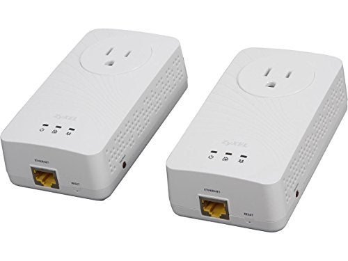 Zyxel 600 Mbps Mini Powerline Av2 Gigabit Adapter With Ac Pass Through, Starter Kit   2 Units (Pla5215Kit)