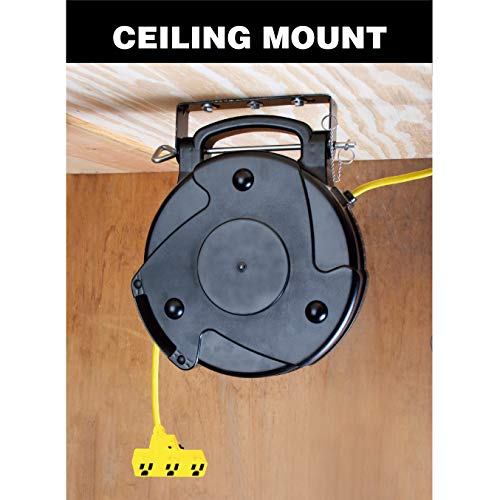 Alert Proreel Professional Grade Proreel 8665Tfs Heavy Duty Retractable Extension Cord Reel | 65 Foot 12/3 Sjtow 15 Amp Single T