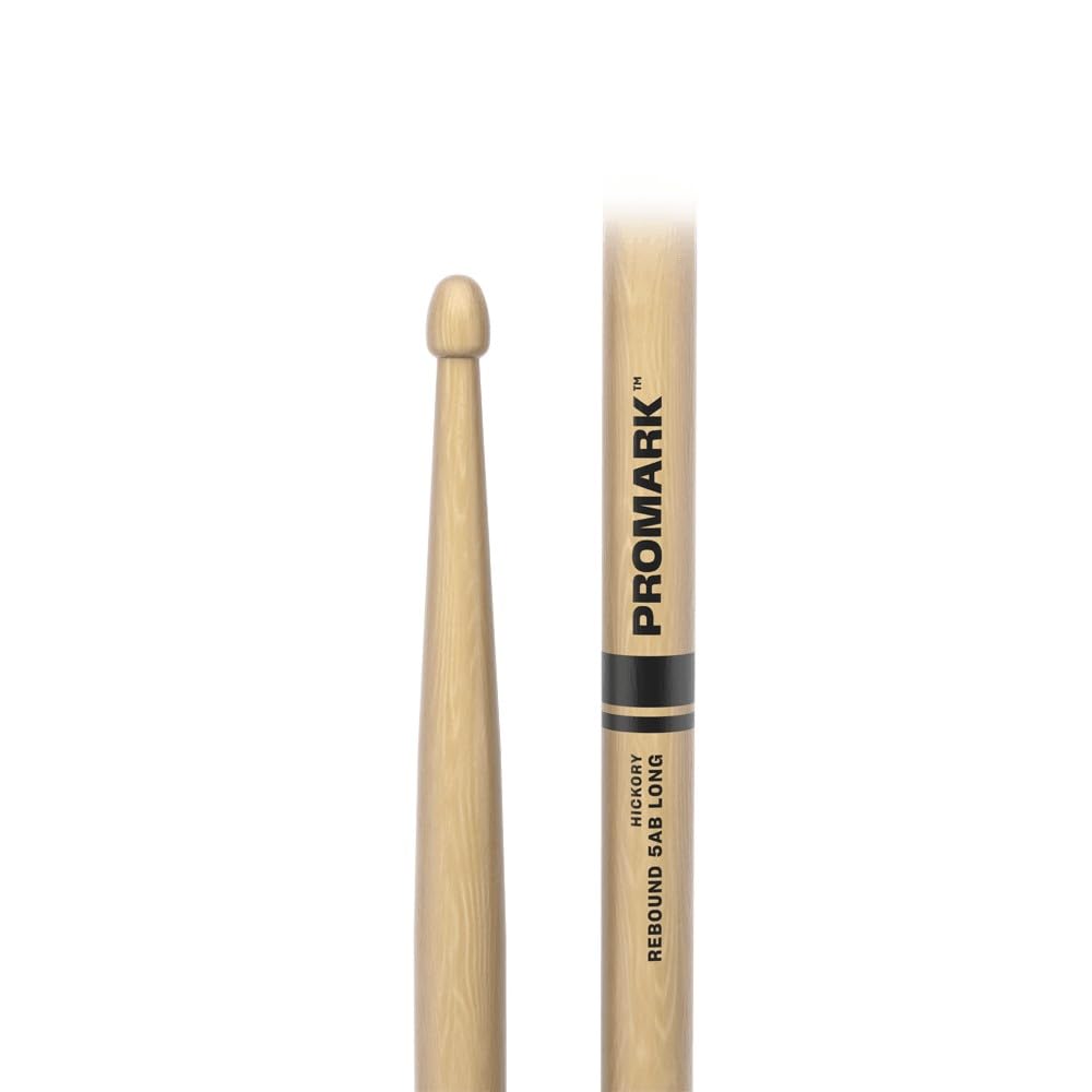 Promark Rebound 5Ab Long Hickory Drumsticks   Enhanced Reach For Versatile Drumming   Acorn Wood Tip   1 Pair