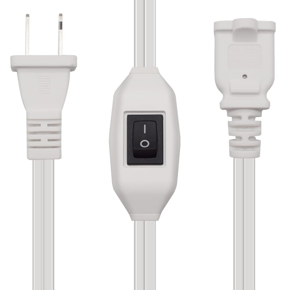 Strhowill Short 1 Foot (White) On Off Switch Extension Cord,Nema 1 15P To 1 15R Extension Power Cord,Etl Certified Polarity Us S