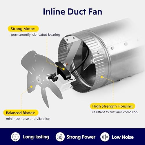 Ipower 8 Inch Inline Booster Duct Fan 420 Cfm Hvac Exhaust Ventilation Blower With Low Noise For Grow Tent, Basements, Bathrooms