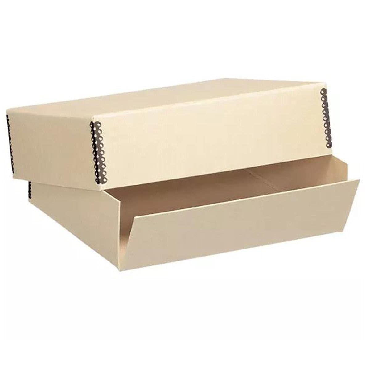 Lineco Museum Archival Drop Front Storage Box, Acid Free With Metal Edges, 8.5 X 11 X 3 Inches, Tan (733 3811)