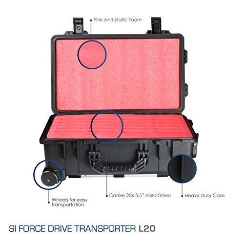 Siforce Hard Drive Rugged Transport Case, Protect Hard Drives (L20, 20 X 3.5 Inch Hard Drives)
