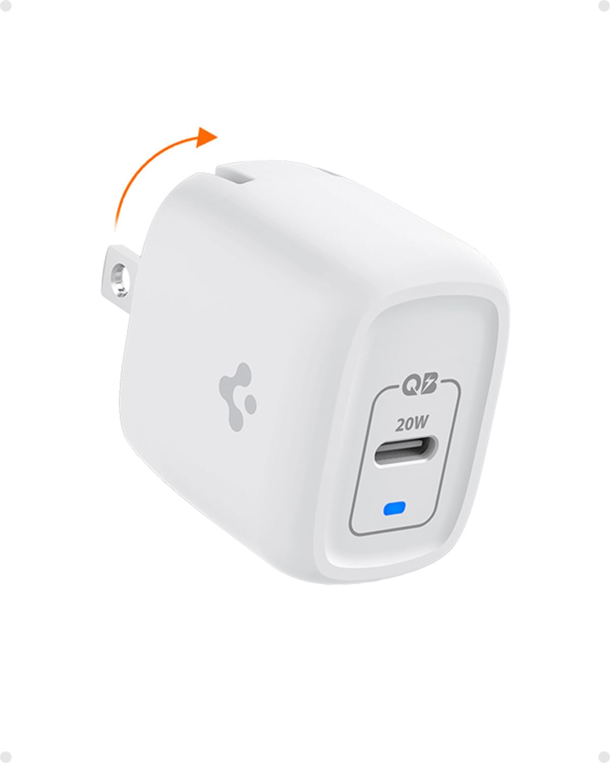 Spigen for USB C Charger Block, [GaN Fast] 20W USB-C Power Adapter Type C Compatible with iPhone 17 16 15 14 13 12 MagSafe Z Fol