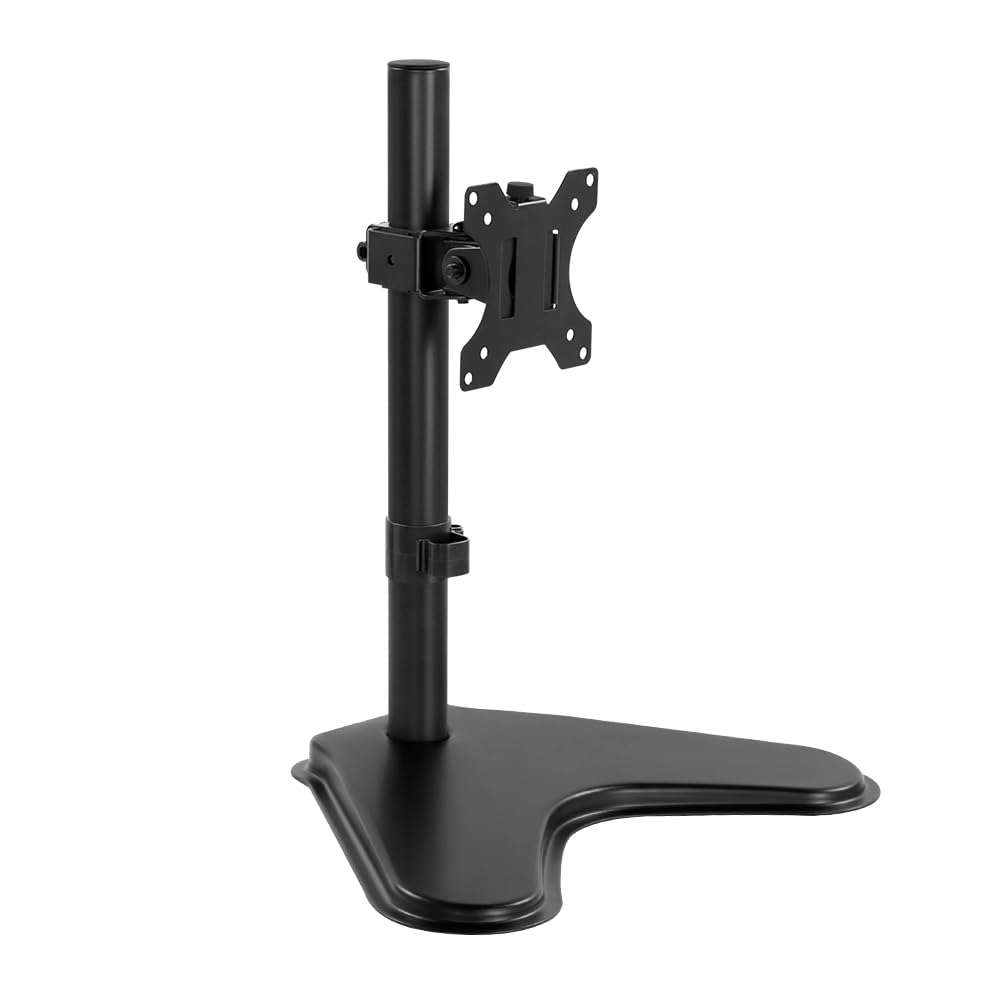 KKTONER Single Computer Monitor Stand Metal Base Free Standing Desk Vesa Mount for 13 inch to 32 inch Screen Height Adjustable M