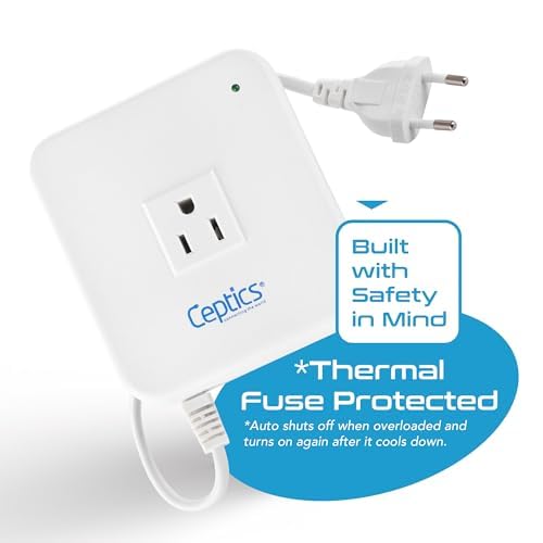 Ceptics 500 Watt Voltage Converter   Step Down 220V To 110V Converter   Converts 220V/240V To 110V/120V   Use With Hair Straight