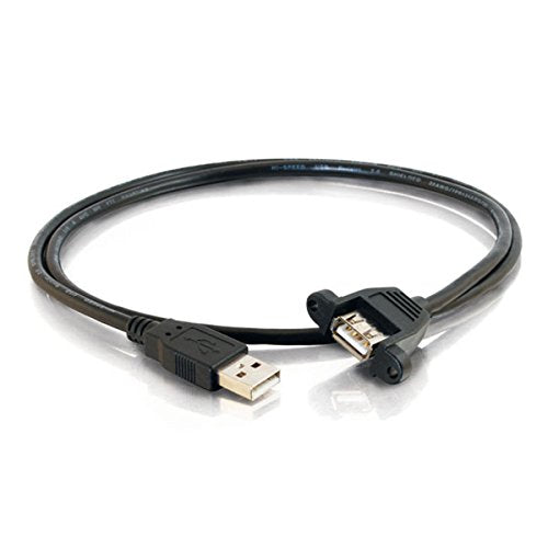 C2G Usb Cable, Usb Panel Mount, Usb 2.0 Cable, Usb A To A Cable, 1 Foot (0.3 Meters), Black, Cables To Go 28061