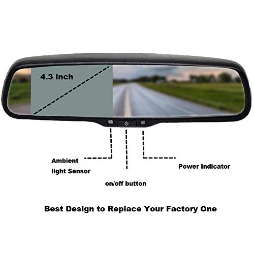 Red Wolf 4.3' Anti Glare Rear View Backup Mirror Monitor W/Dual Channel Fit Ford F150 2004 2014, F250/350 04 2015, Toyota Tacoma 2011 2015, Corolla Rav4 2008 2014, 2010 2014 Chevy Equinox