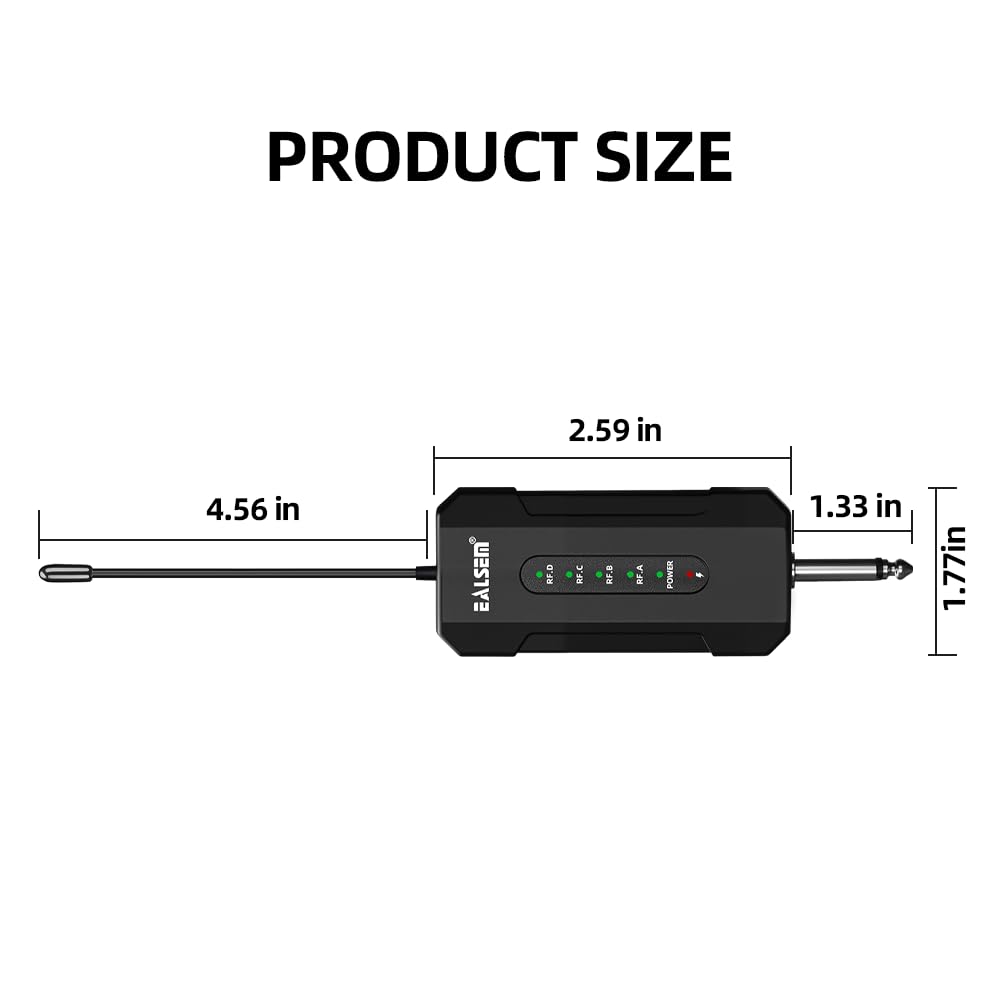 Ealsem Es-384 4-Ch Uhf Wireless Handheld Microphone System - 164Ft Range, Rechargeable Receiver, Plug-And-Play For Karaoke & Liv