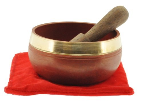 Dharmaobjects Tibetan Palm Size Root Chakra Premium Singing Bowl Gift Set