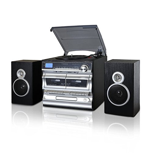 Trexonic 3 Speed Turntable With Cd Player, Double Cassette Player, Bluetooth, Fm Radio & Usb/Sd Recording