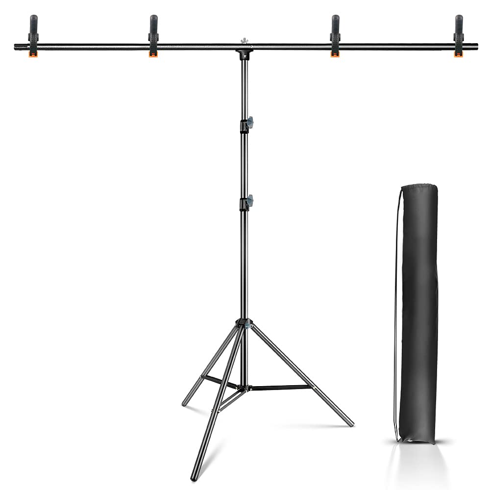 Hemmotop Portable T Shape Backdrop Stand,5X6.5Ft Adjustable Green Screen Stand Only, Photo Background Support Stand With Clip Cl
