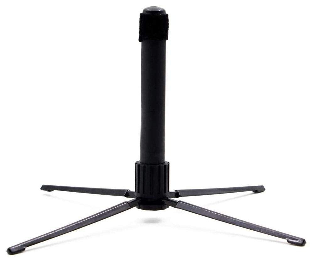 Liyafy Portable Flute Stand Holder Metal Foldable Support 4 Leg Stand Wind Instrument Accessory Black