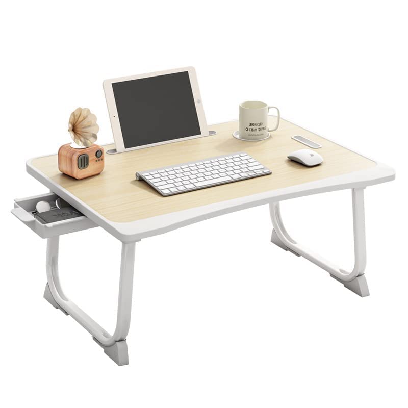 Tarkan Portable Folding Laptop Desk For Bed, Lapdesk With Handle, Drawer, Cup & Mobile/Tablet Holder For Study, Eating, Work (Be
