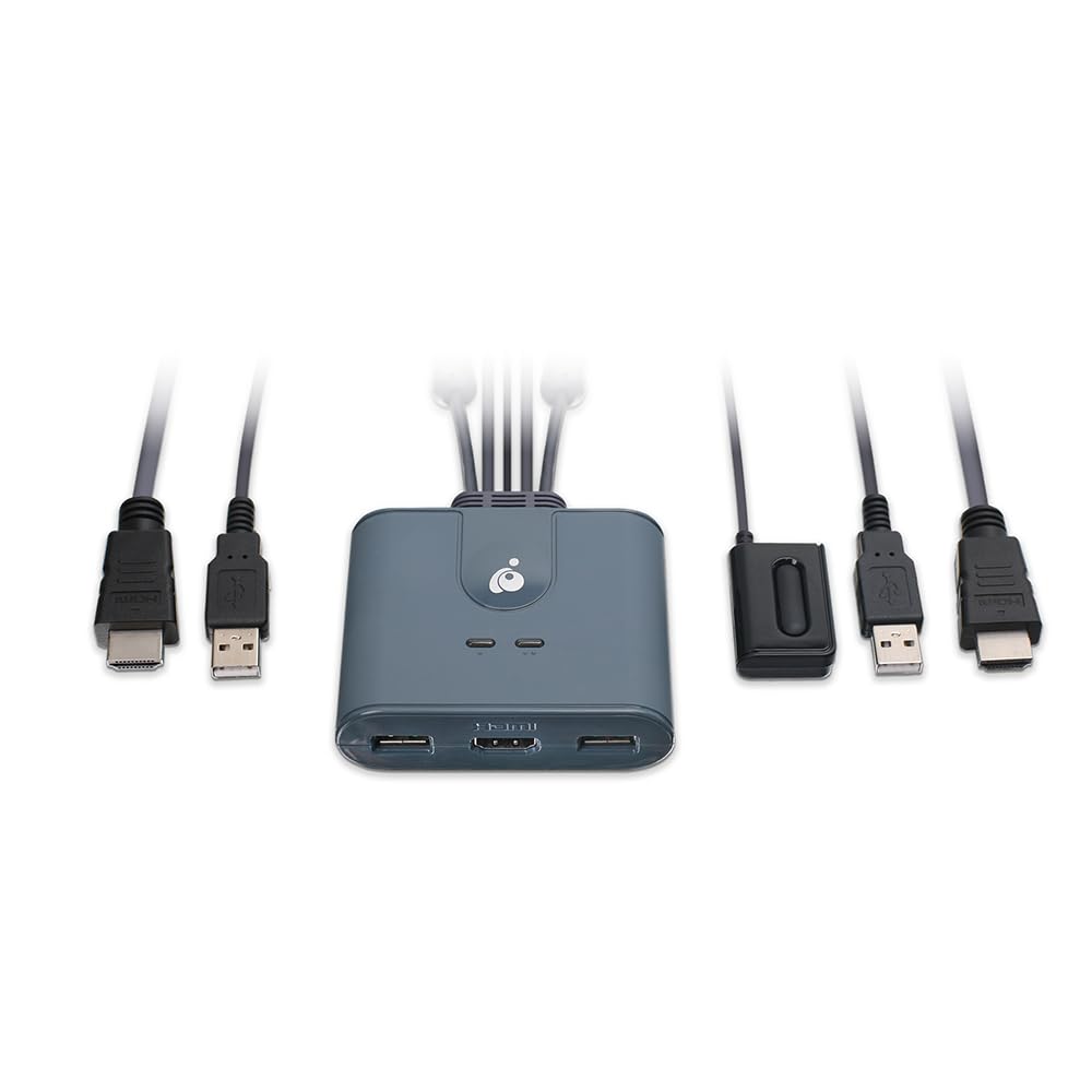 IOGEAR KVM 2-Port Full HD KVM Switch with Cables - 1920 x 1200 60Hz - Control Two HDMI Computers - Plug-n-Play - Windows, Mac an