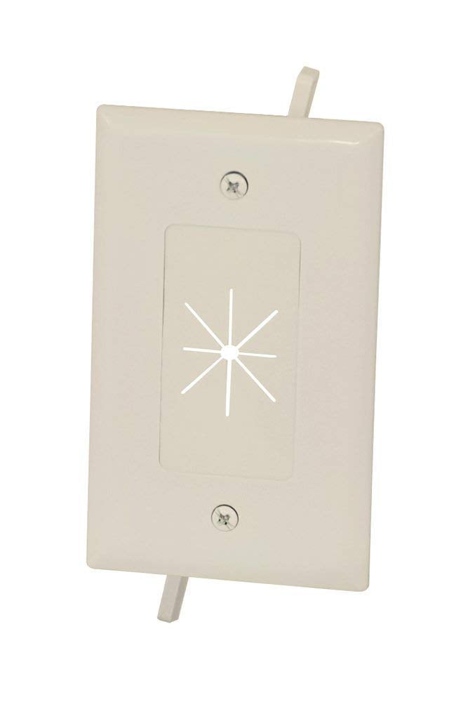 Data Comm 45 0014 La Cable Plate With Flexible Opening, 1 Gang, Lite Almond