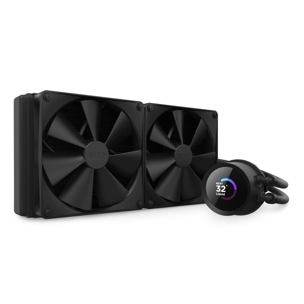 NZXT Kraken 280 - RL-KN280-B1-280mm AIO CPU Liquid Cooler - Customizable 1.54 Square LCD Display for Images, Performance Metrics