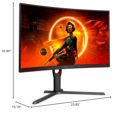 Aoc Cq27G3Z 27'' Curved Gaming Monitor, Qhd 2K 2560X1440, 1000R Va, 240Hz 0.5Ms, Freesync Premium, Height Adjustable Stand, Xbox