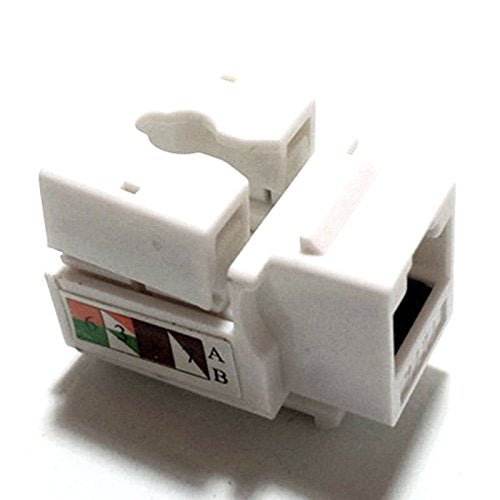 Cess Network Modular Keystone Snap In Jacks, Rj45 Cat6/Cat5E Tool Less, Gold Plated, 10Gb Ethernet, White, 10 Pack