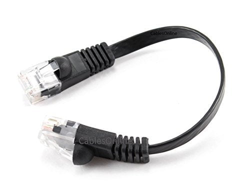 Cablesonline, 5 Pack 6 Inch Cat6 Network Utp Ethernet Rj45 Flat Design Patch Black Cable, (U6 000Fk 5)