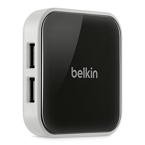 Belkin 4 Port Powered Desktop Usb Hub With Support For Usb A, Usb 2.0, And Usb 1.1, Black And White