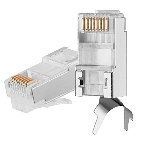 Fedus Rj45 Cat7 & Cat6A Crimping Connectors Rj45 8P8C Modular Plug 50U Nickel Plated 3 Prong Shielded Ftp/Stp External Ground Fo