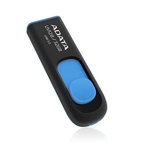 Adata Uv128 32Gb Usb 3.0 Retractable Capless Flash Drive, Blue (Auv128 32G Rbe)