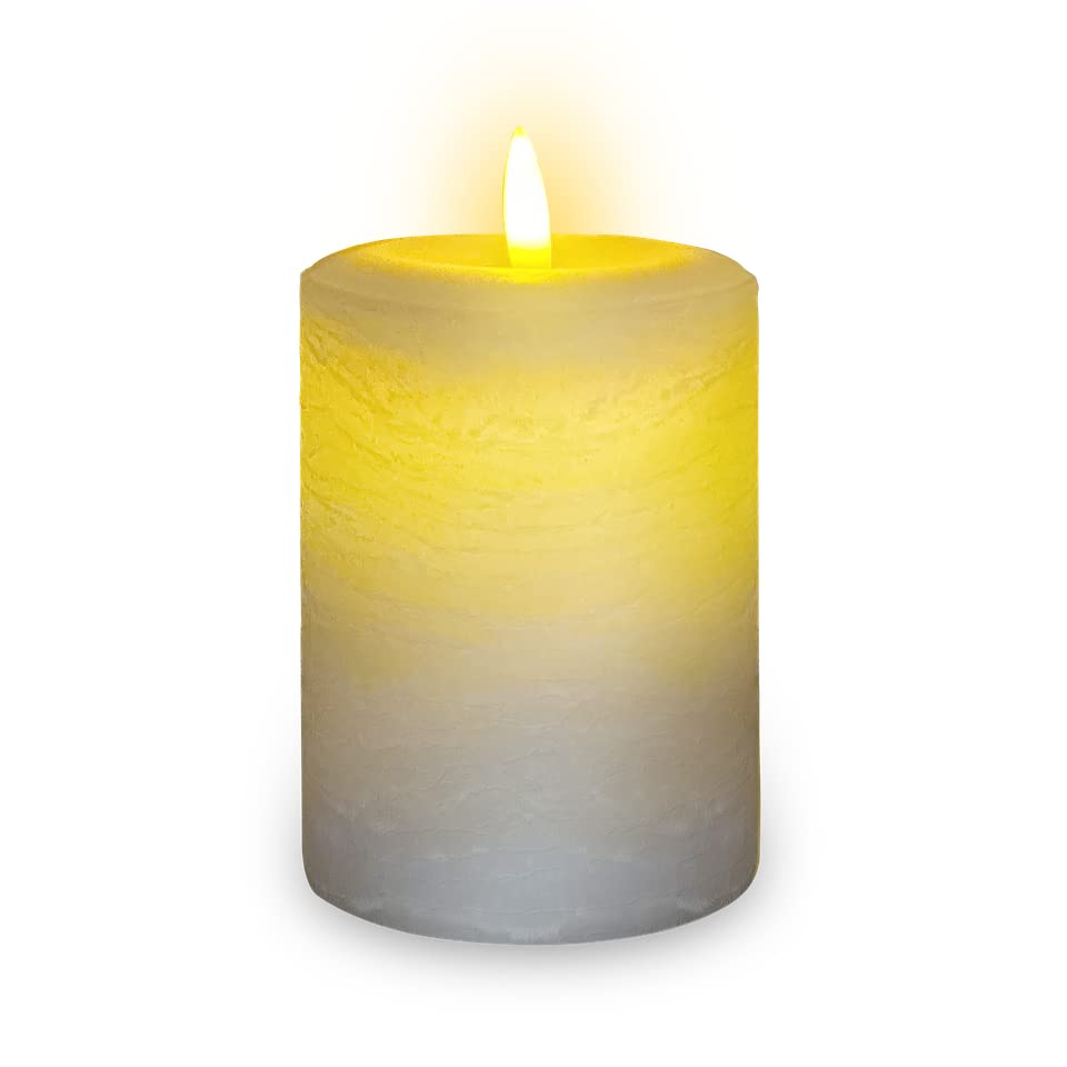 Lumipur Signature Natural Glow Flickering Flameless Led Wax Pillar Candle (3.5'' X 5'', Gray Fog)