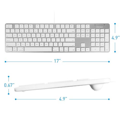 Macally Ultra-Slim Usb Wired Keyboard With Number Keypad For Apple Mac Pro, Macbook Pro/Air, Imac, Mac Mini, Laptop Computers, W