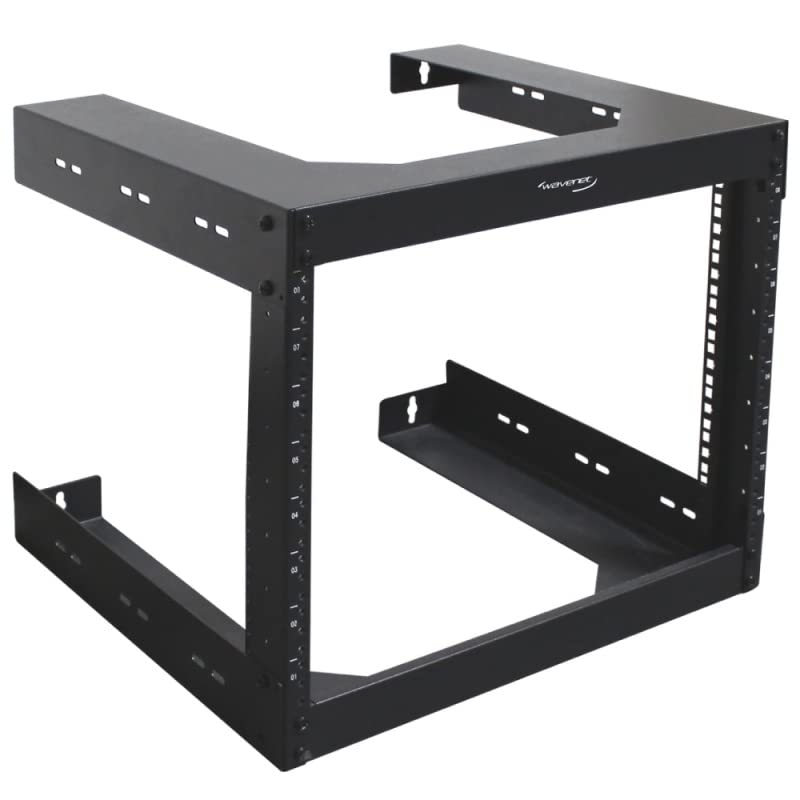 Wavenet 3000-N 8U Wall Mount 18 in. Deep Open Frame Server Room Rack for 19 in. Network Data Computer Equipment Black