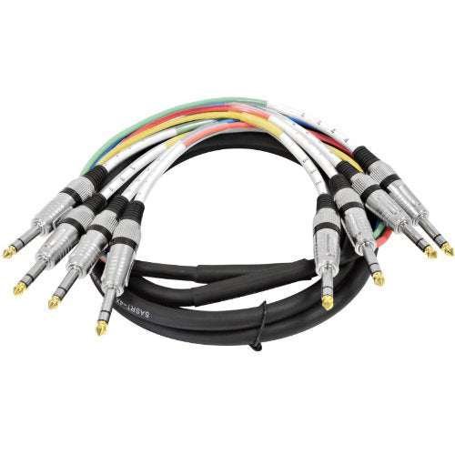 4 Channel 1/4 TRS Snake Cable - 10 Feet Long - Serviceable Ends - Pro Audio Effects Snake for Live Live, Recording, Studios, and
