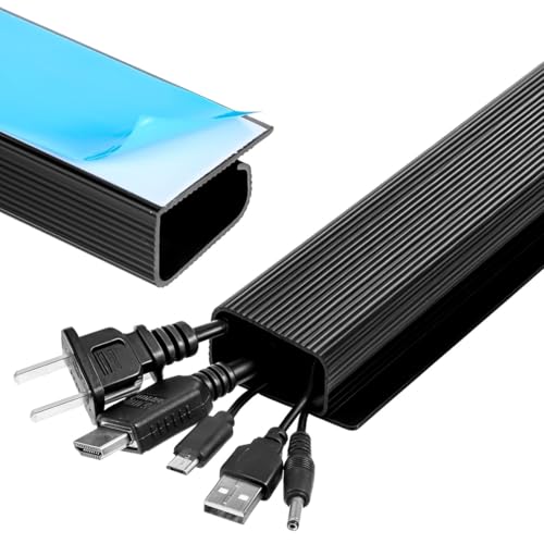 Serplex 2Pcs Cable Management Under Desk, 15.7Inch SelfAdhesive Cable Organizer, No Drilling Under Desk Cable Management Tray Adhe