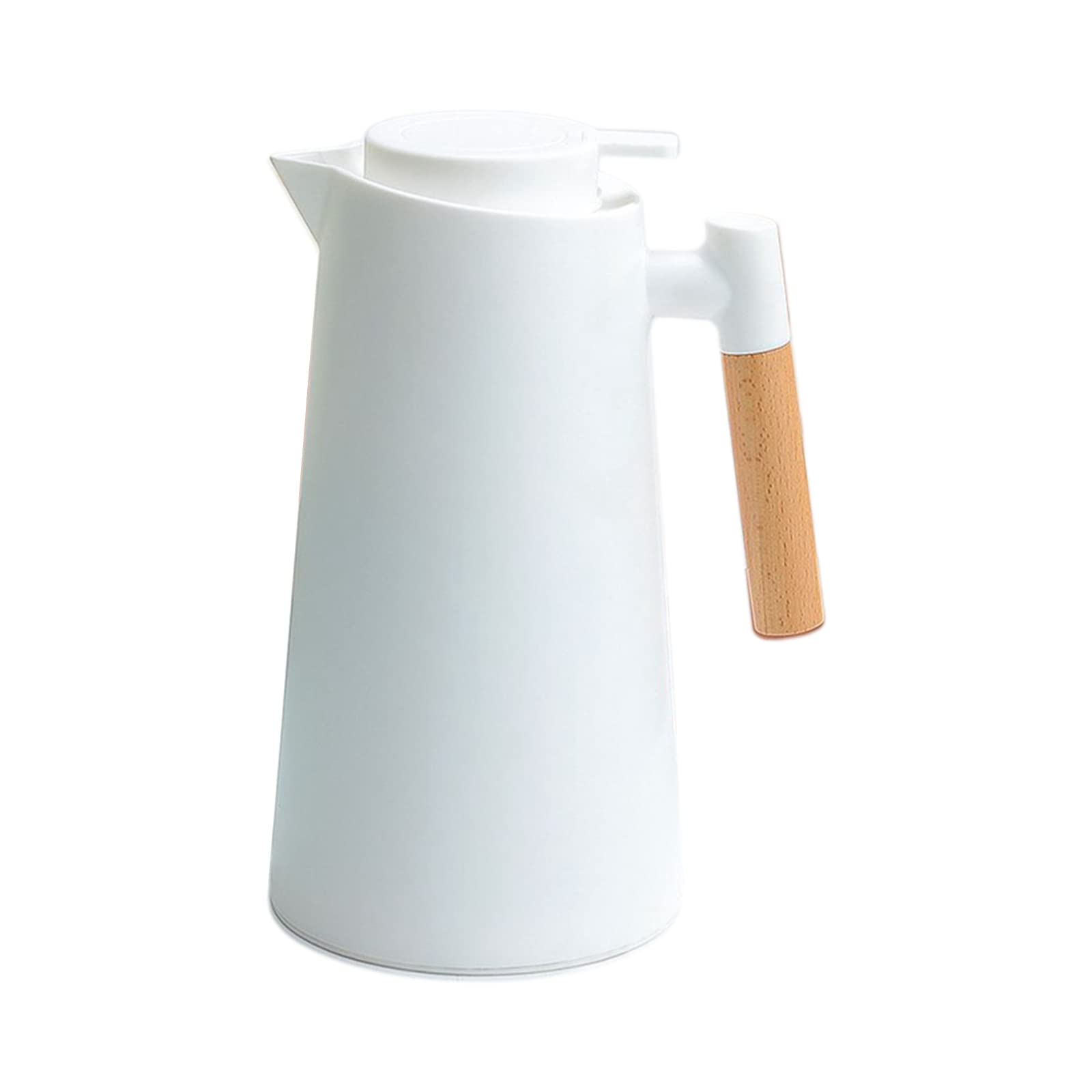 Irishom 1L Thermal Carafe Double Walled Vacuum Coffee Pot Thermal Pot with Wood Handle Water Kettle Insulated Flask Tea Carafe K