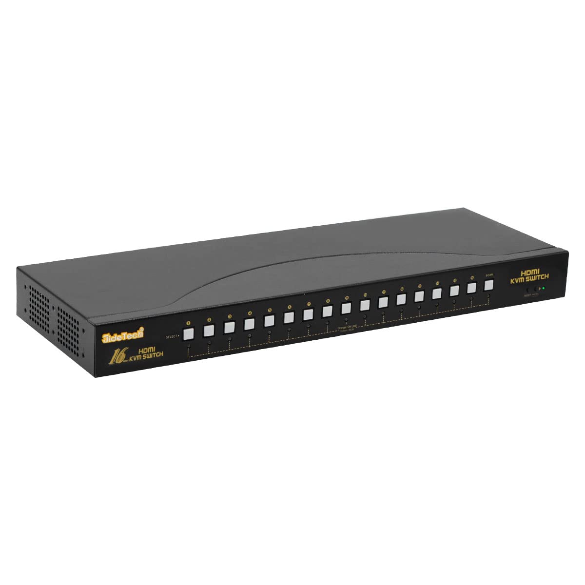 JideTech HDMI USB KVM Switch 16 Port Up to 4K@30Hz Resolution with USB 2.0 Hub Support Hotkey Mouse Switching for Linux, Windows