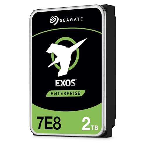 Seagate Exos 7E8 2TB Internal Hard Drive Enterprise HDD � CMR 3.5 Inch 512E SATA 6Gb/s 7200 RPM 256MB Cache for Enterprise, Data Center � Frustration Free Packaging (ST2000NM000A)