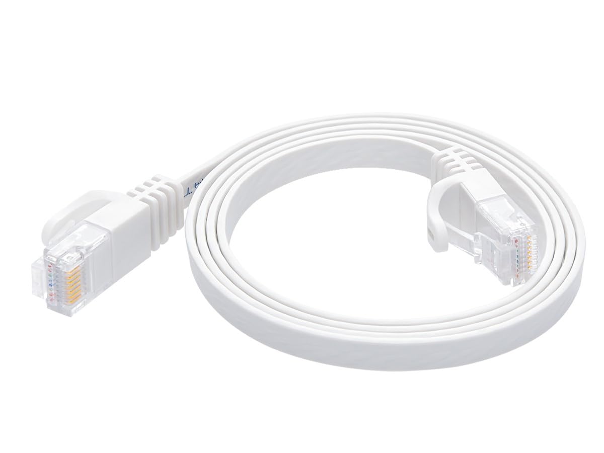 Monoprice Cat6 3Ft White Flat Patch Cable Utp 30Awg 550Mhz Pure Bare Copper Snagless Rj45 Flexboot Series Ethernet Cable