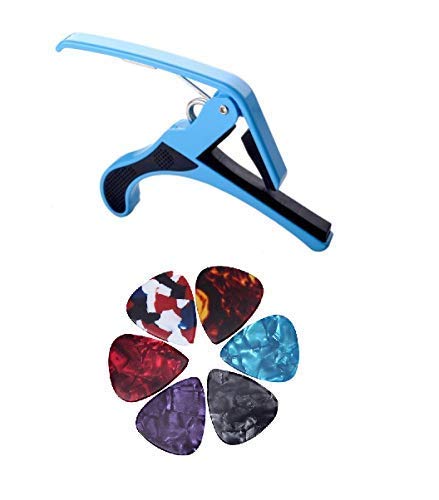 Flare Quick Change Guitar Capo For Acoustic & Electric Guitars | Trigger Key Clamp With Durable Alloy Build | Includes 6 Colorfu