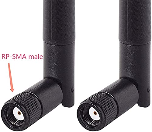 Bingfu Dual Band Wifi Antenna 2.4Ghz 5Ghz 5.8Ghz 3Dbi Mimo Rp Sma Male (2 Pack) + 2 X 12 Inch U.Fl To Rp Sma Cable For Wifi Rout