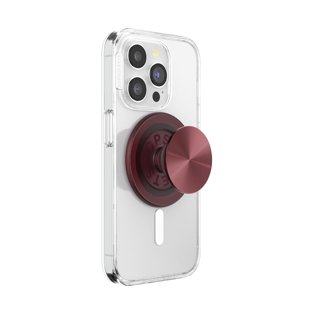 Popsockets Phone Grip Compatible With Magsafe, Phone Holder, Wireless Charging Compatible   Alum Radial Oxblood