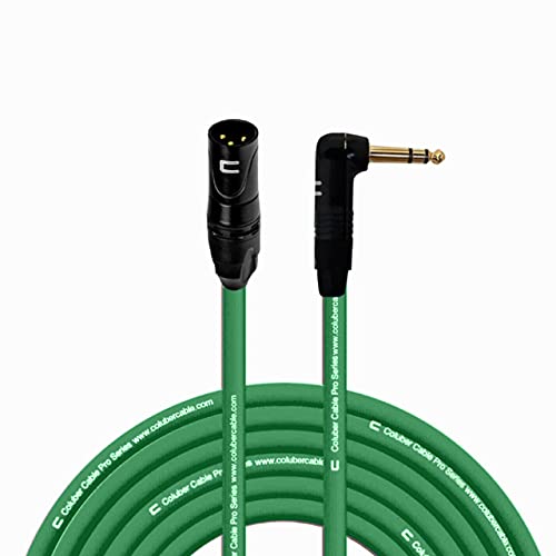 Balanced Xlr Cable Male To Right Angle 1/4'' Trs   30 Feet Green   Pro 3 Pin Microphone Connector For Powered Speakers, Audio In