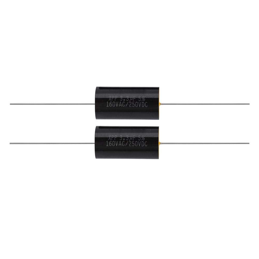 Zerone 2Pcs Capacitor Frequency Divider Capacitance Audio Speaker Capacitor With Pure Copper Wire Pins(3.3Uf)